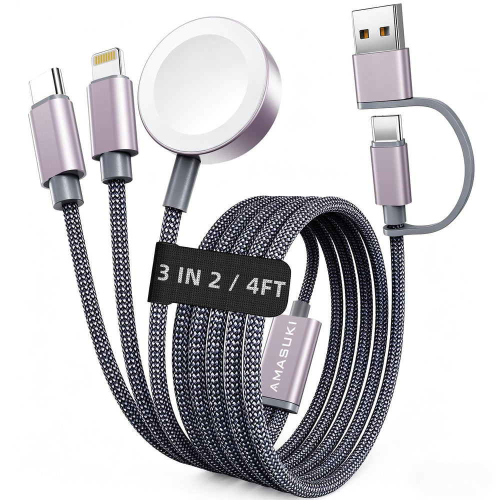 Amasuki 3-in-2 multi-charging cable ready for travel and cruise use.