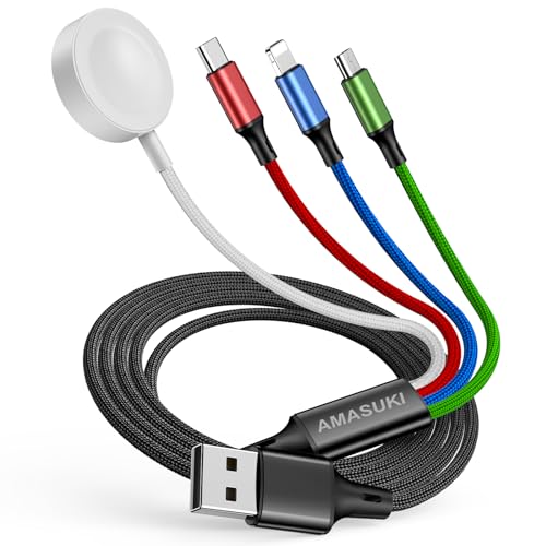 Amasuki 4in1 travel charger powering iPhone and watch on the go.