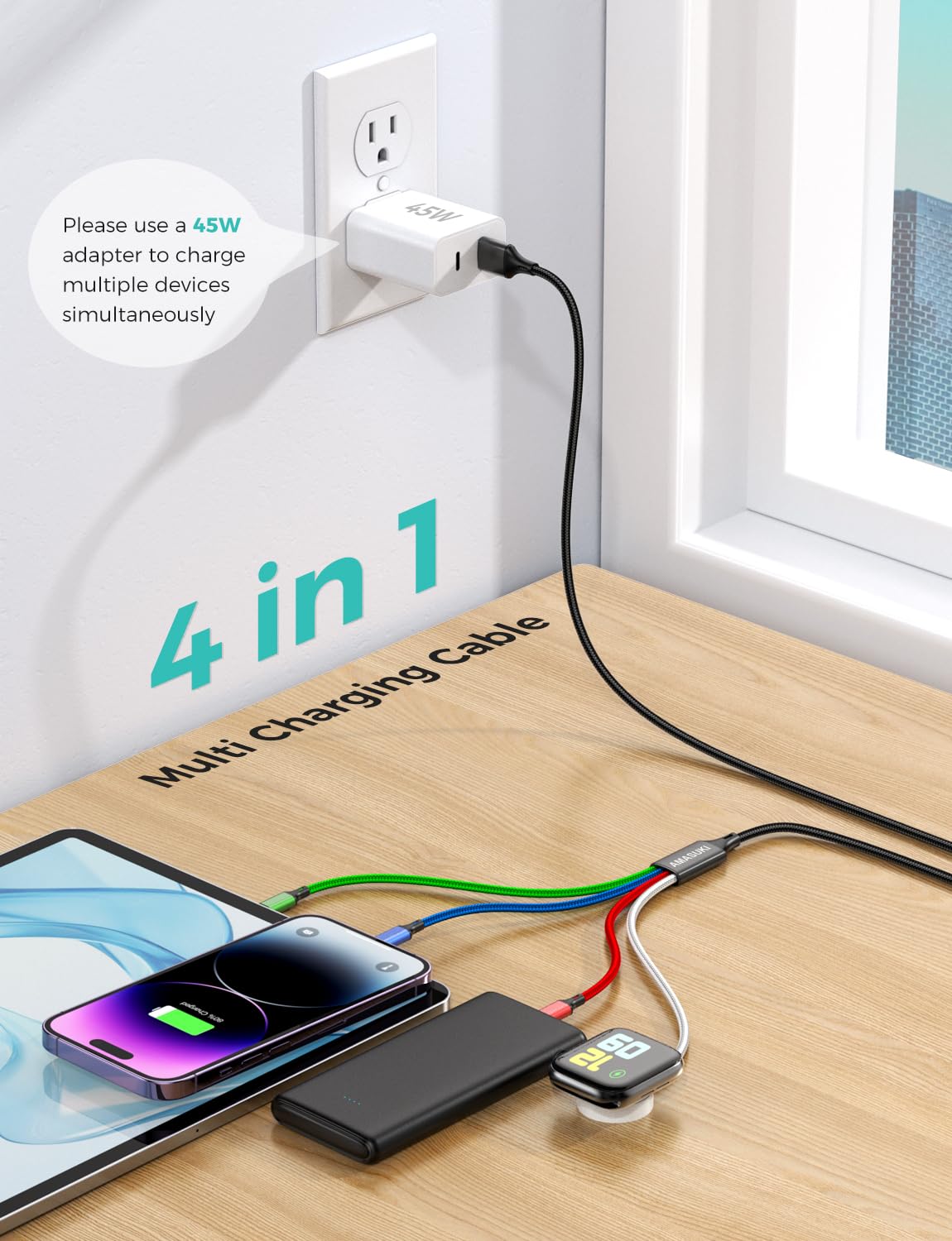 Amasuki magnetic iWatch charger snaps on securely for easy daily wearables charging