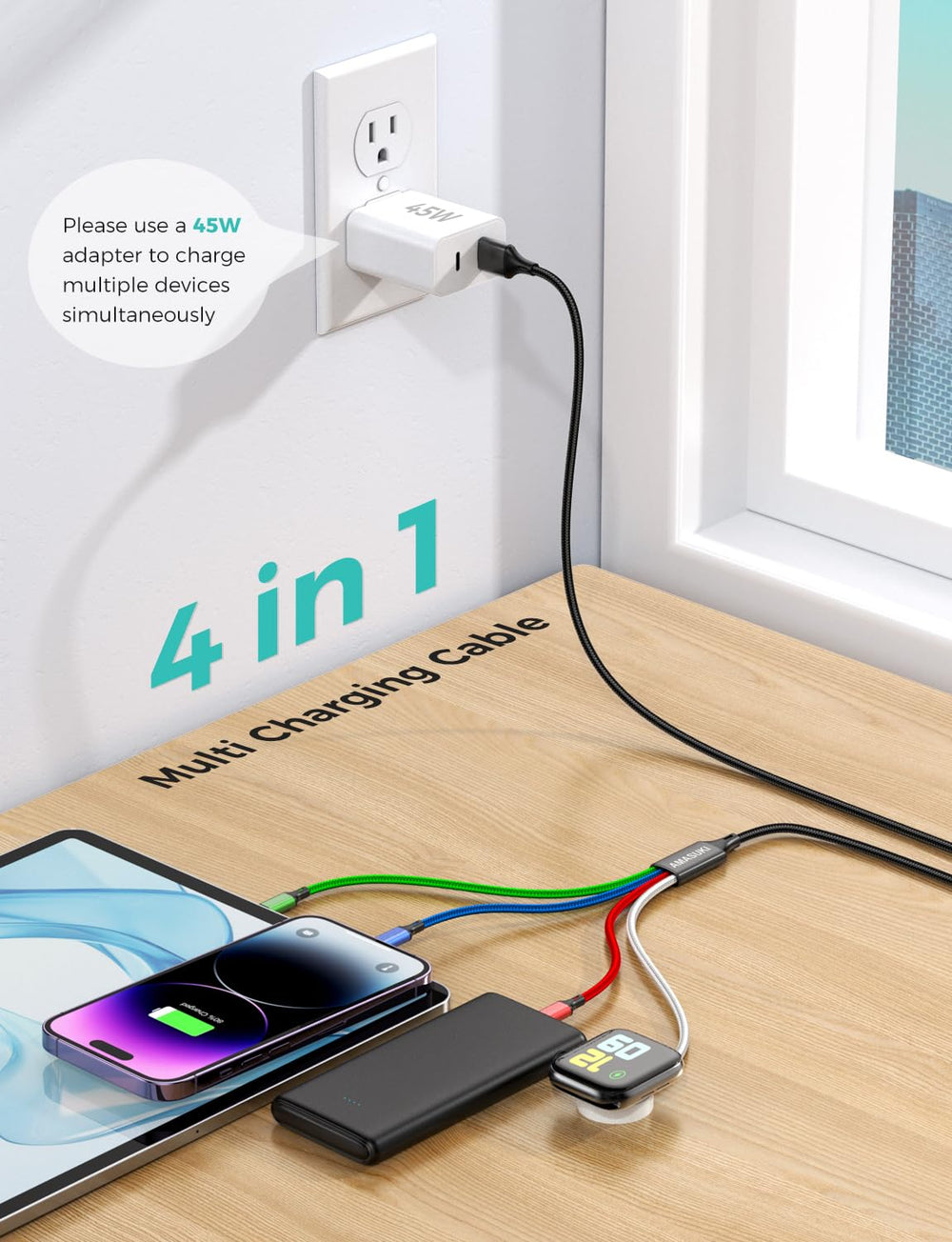 Amasuki magnetic iWatch charger snaps on securely for easy daily wearables charging