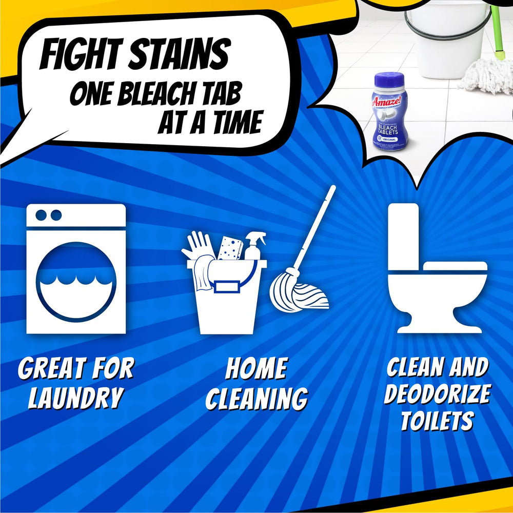 Amaze tablets for large laundry loads deliver effective whitening without splashes