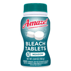 AMAZE packaging for Meadow Scent bleach tablets highlights eco-friendly cleaning.