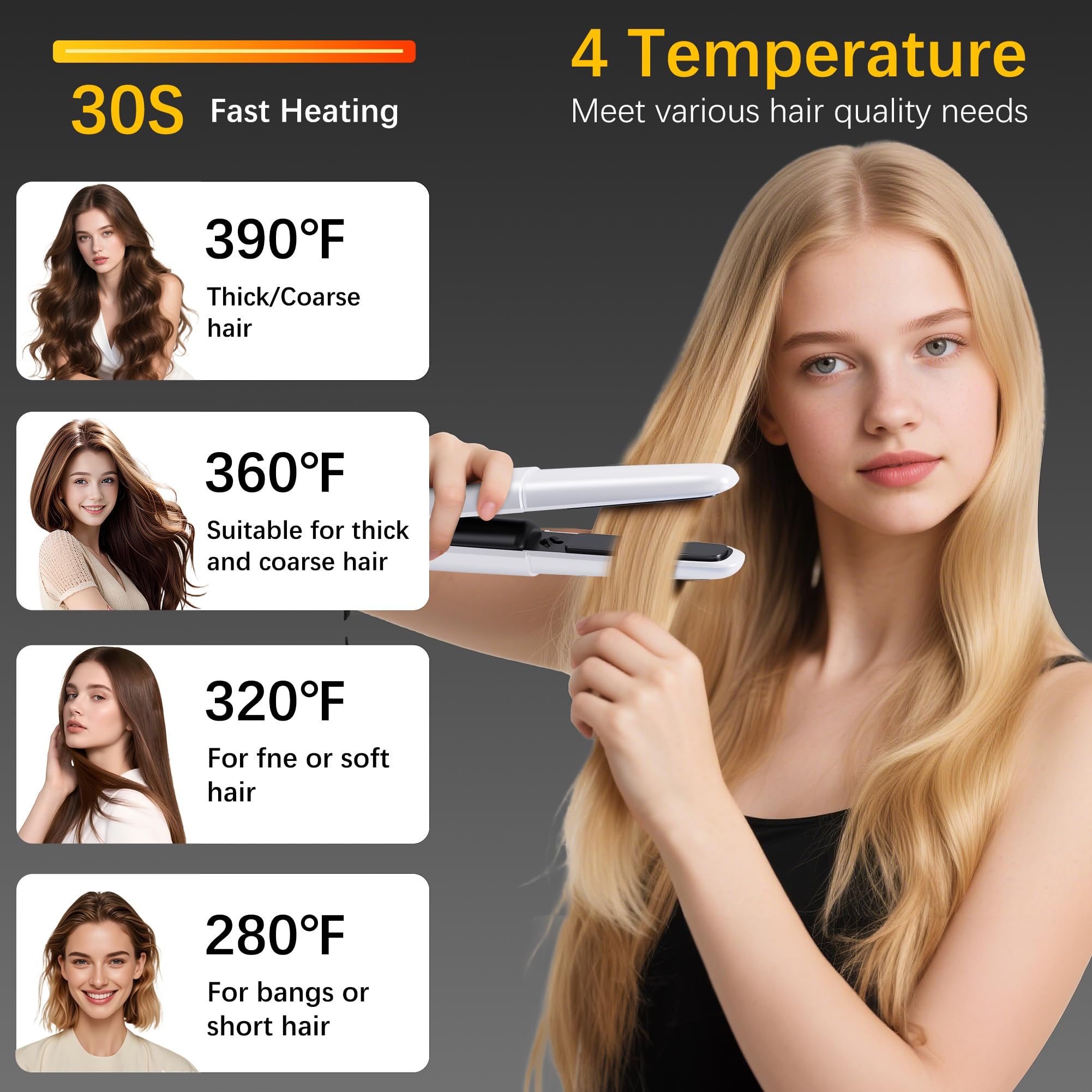 Amazebra four-temp control with 390F-280F options for different hair types