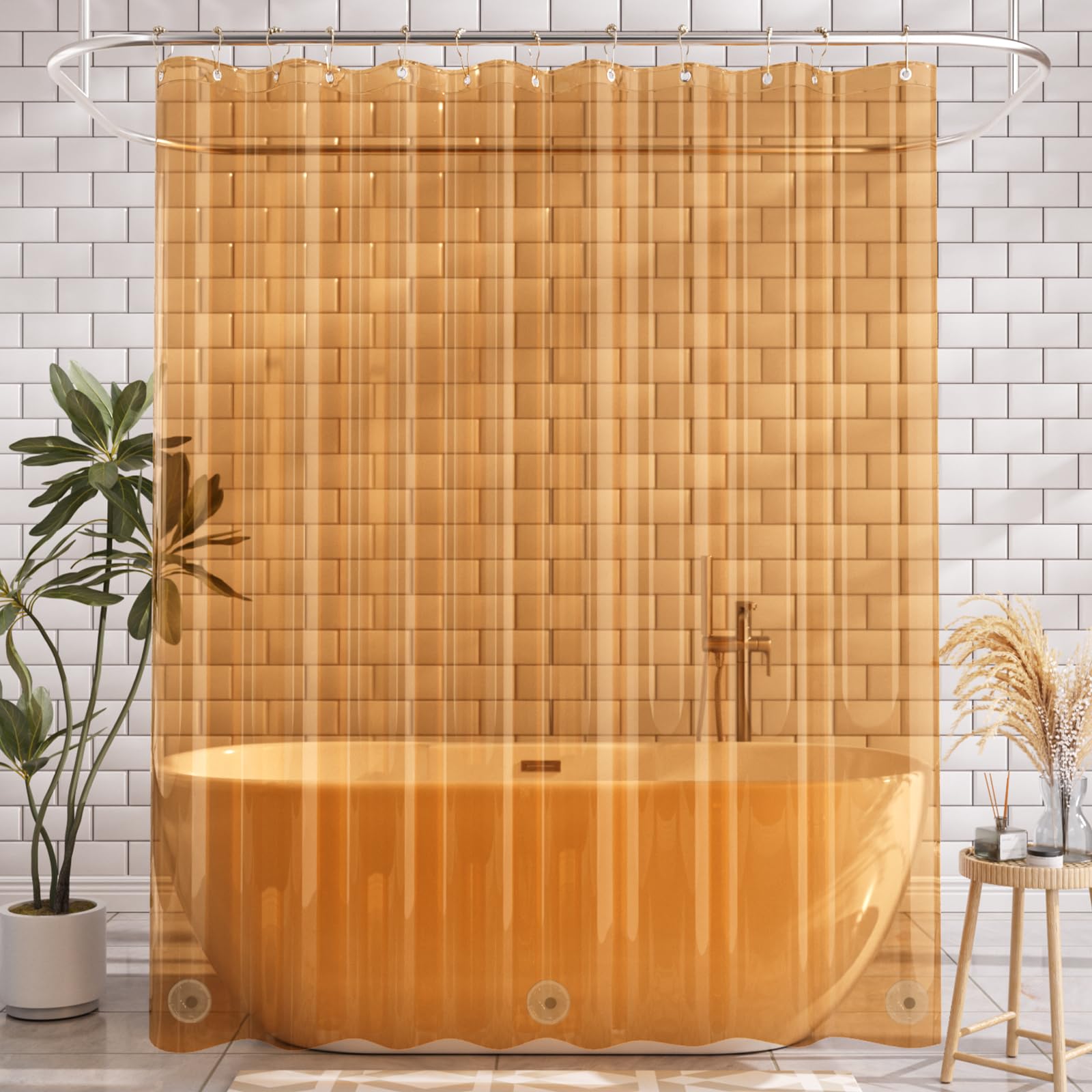 AmazerBath amber liner complements bathroom decor with warm tone.