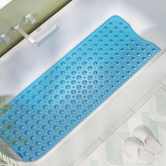 AmazerBath bathtub mat showing drain holes keep water flowing and mat dry