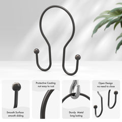 AmazerBath bronze curtain-ring closeup with rust-proof finish enabling smooth glide.