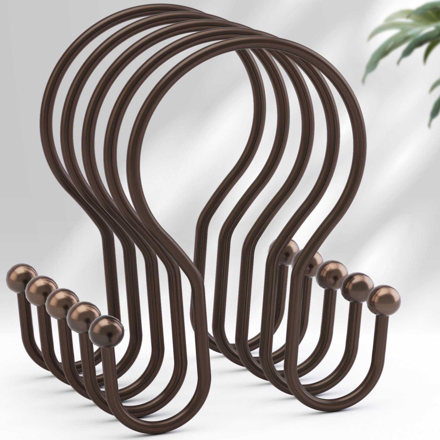 AmazerBath bronze double hooks hanging curtain and liner securely on the rod.