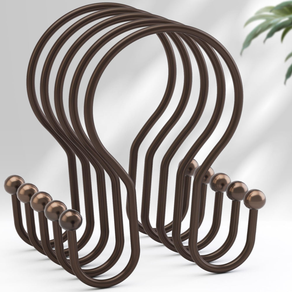 AmazerBath bronze double hooks hanging curtain and liner securely on the rod.