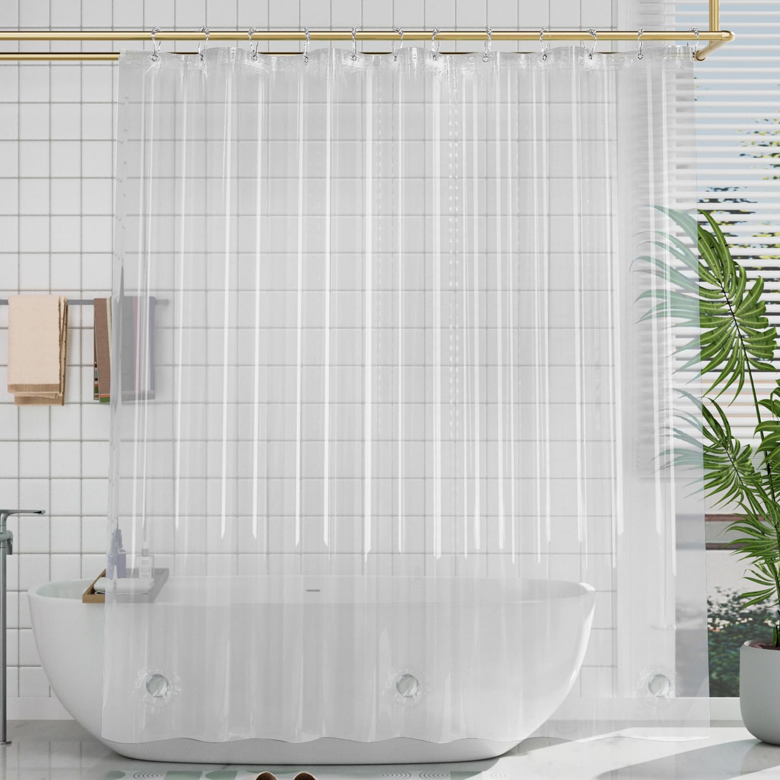 AmazerBath clear design blends with any decor while staying water-resistant.