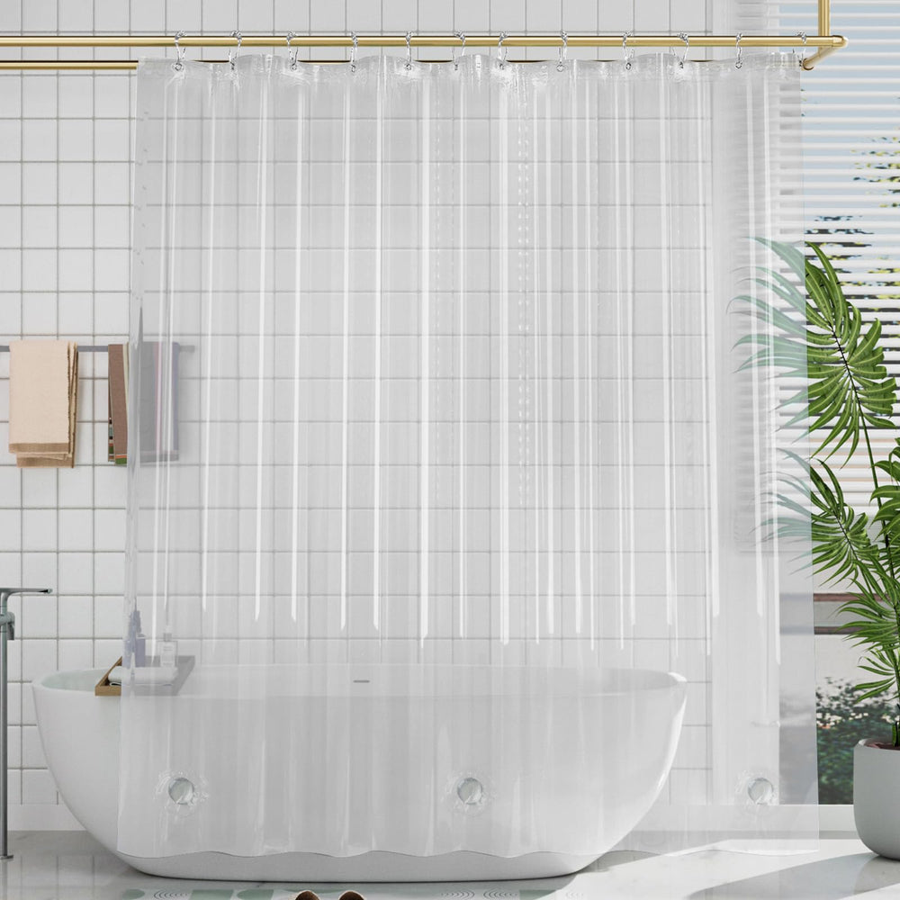 AmazerBath clear design blends with any decor while staying water-resistant.