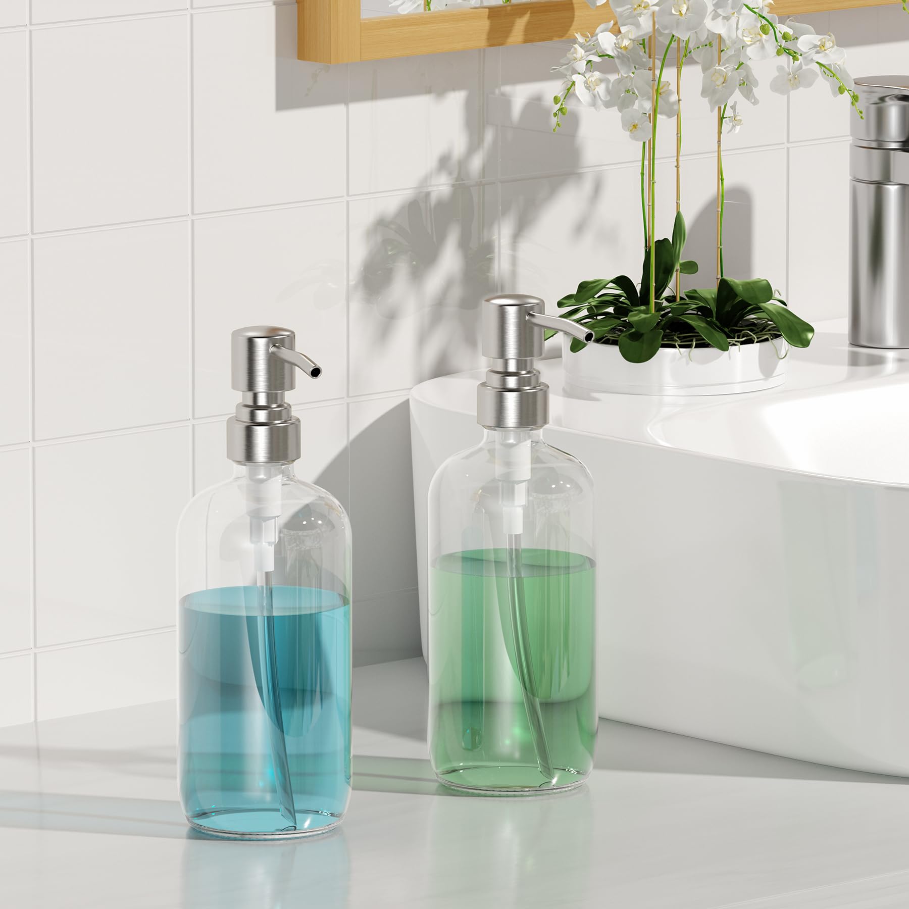 Clear glass bottle showcasing minimalist design for kitchen counters