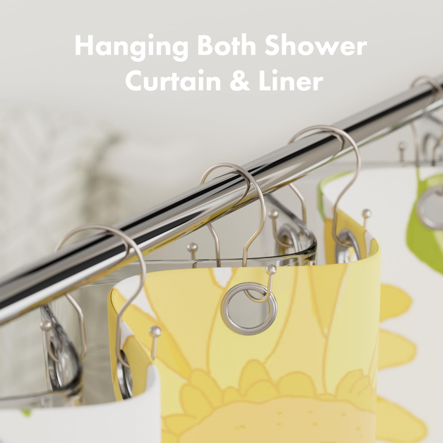 AmazerBath curtain and liner hung together without slipping