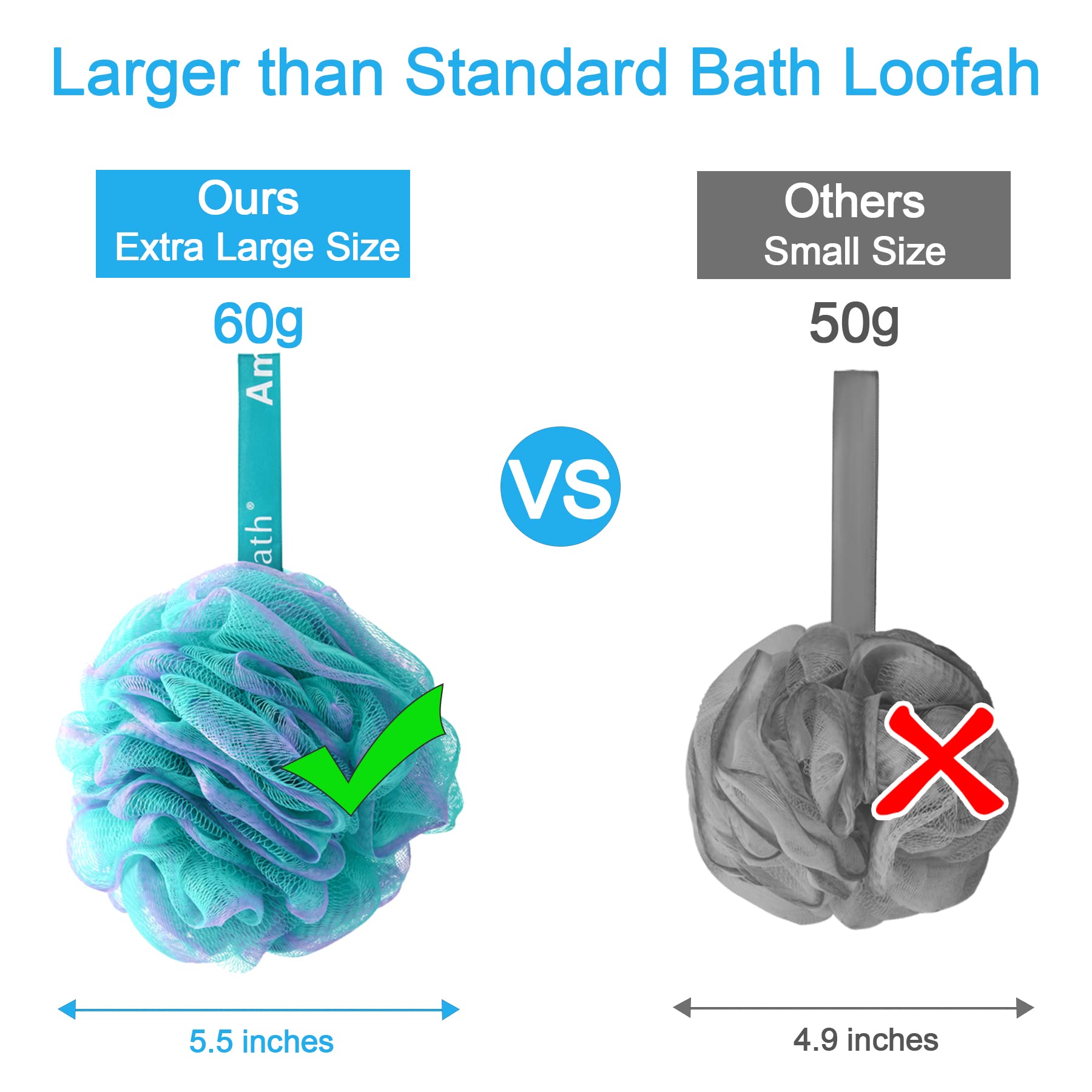 AmazerBath loofah foams well with minimal body wash, conserving soap.