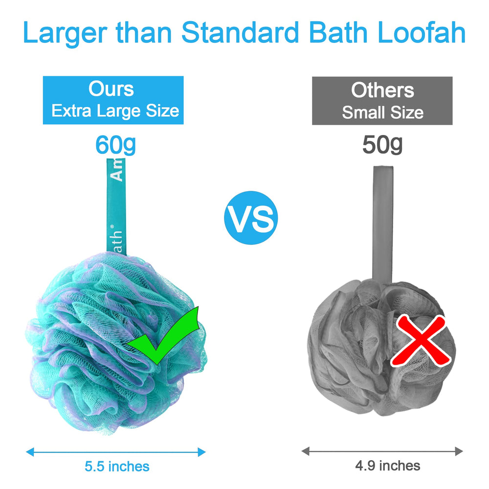 AmazerBath loofah foams well with minimal body wash, conserving soap.