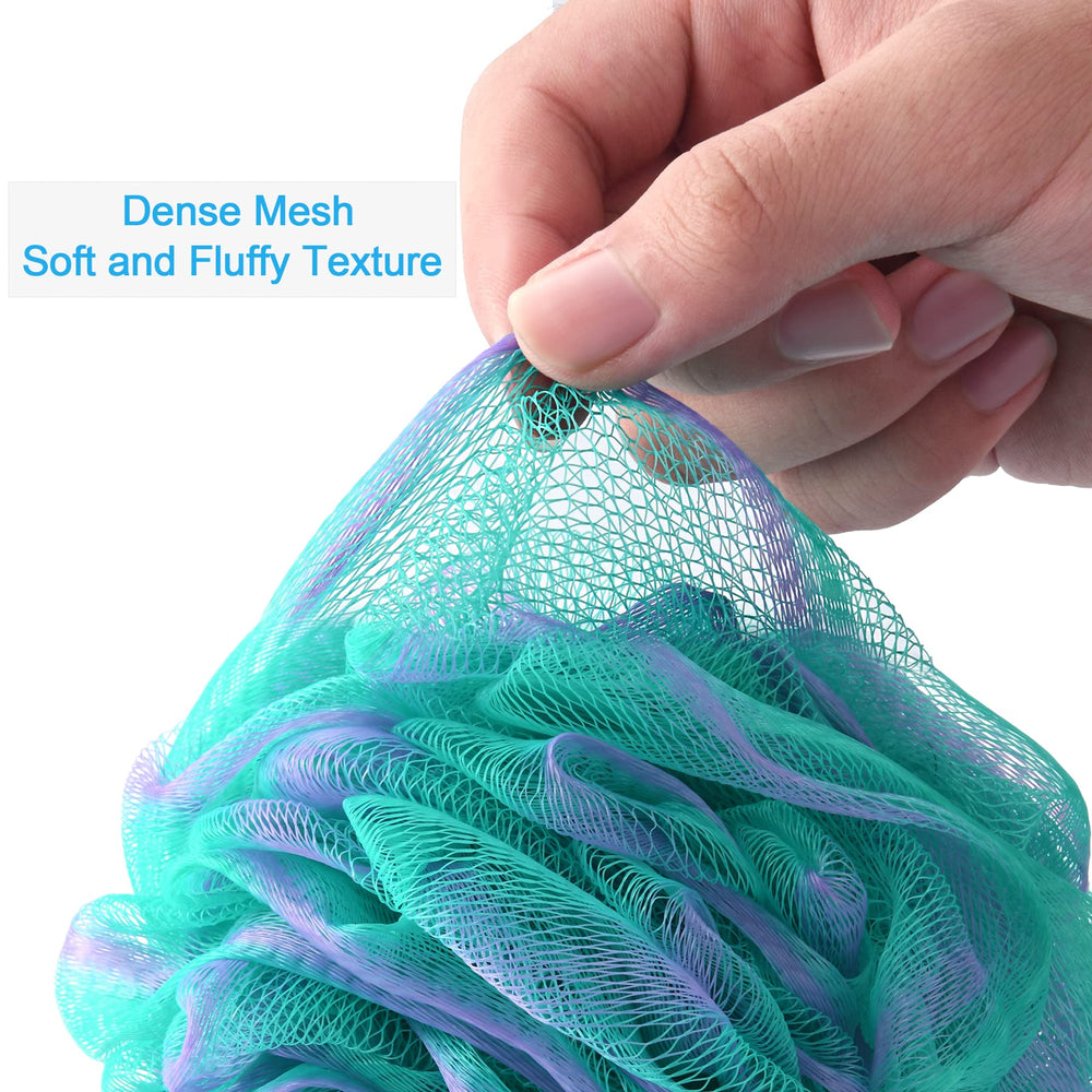 AmazerBath loofah hanging ribbon for easy drying and storage.