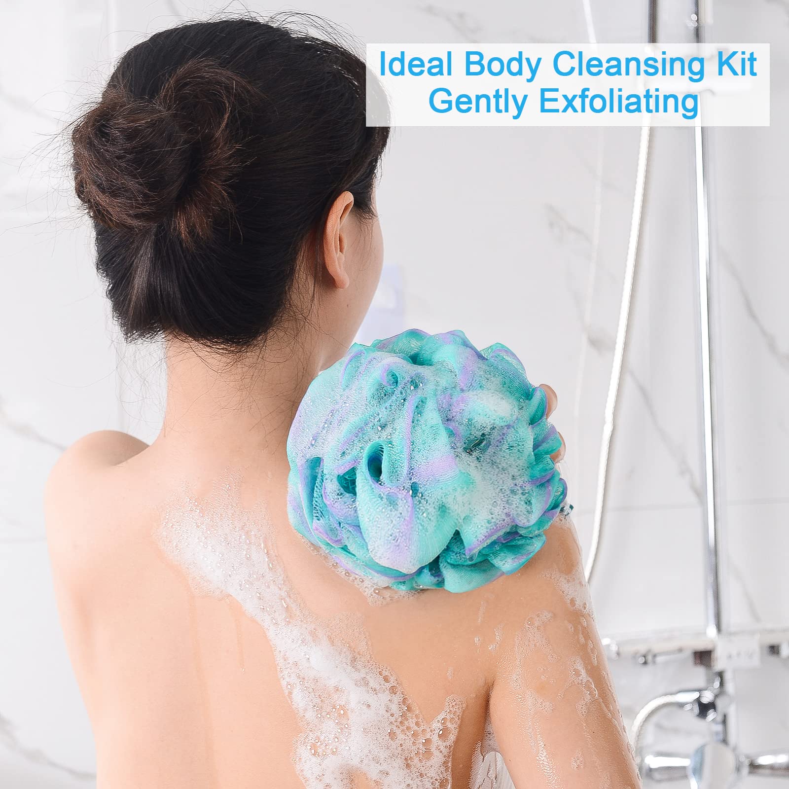 AmazerBath loofah soft PE material cleanses gently with comfortable grip.