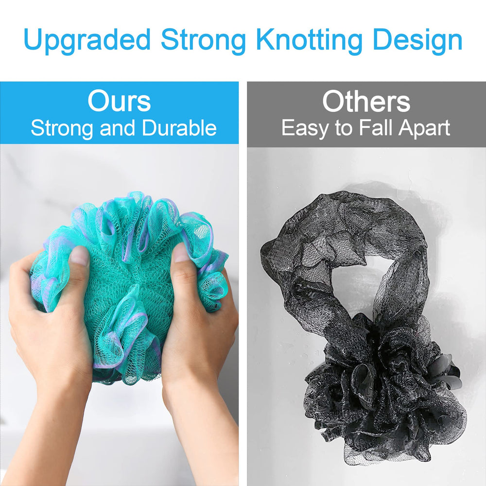 AmazerBath loofah features reinforced knotting for durable daily use.