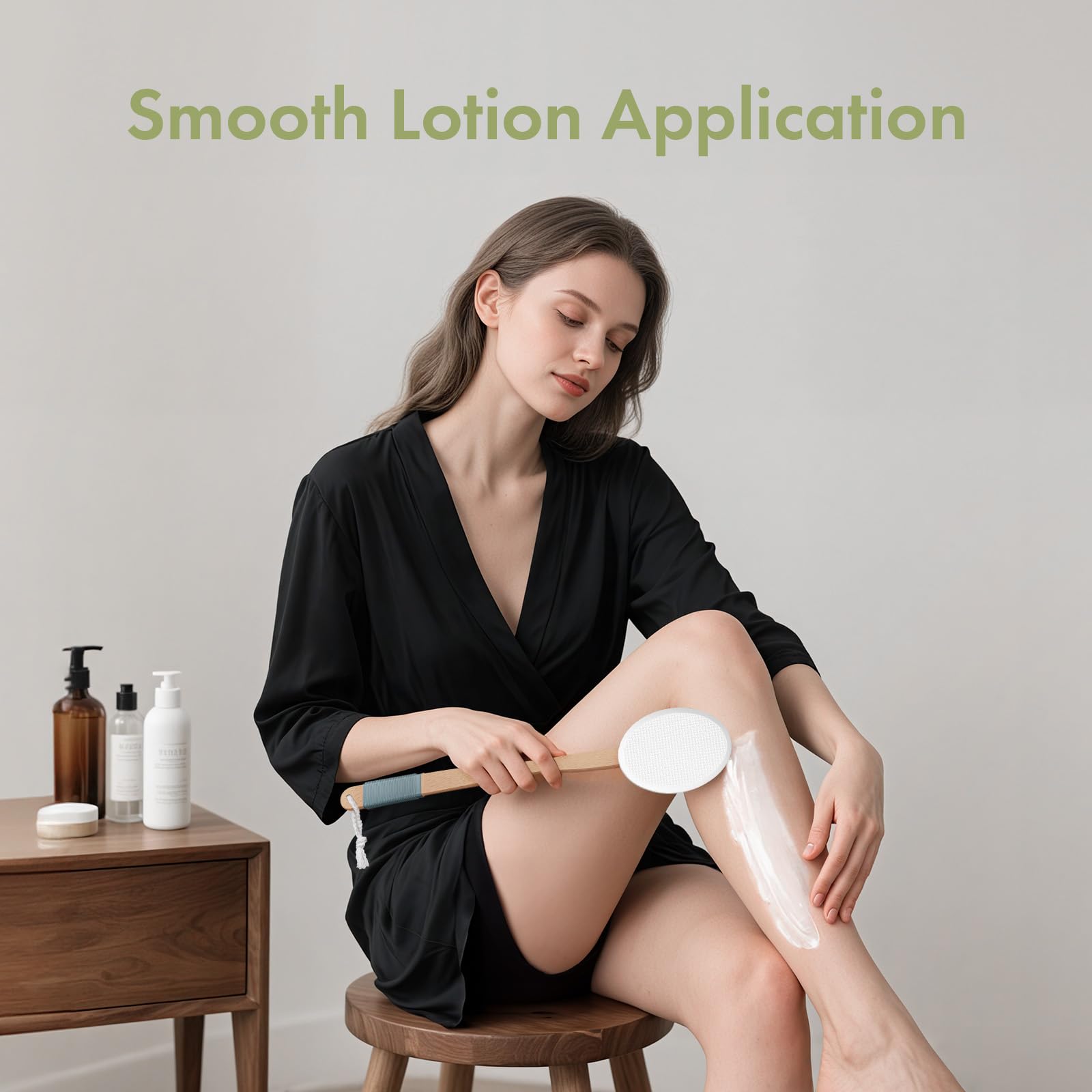 AmazerBath lotion applicator helps target legs and feet with gentle care.