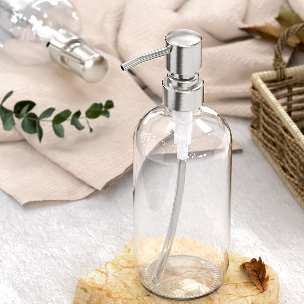 AmazerBath pump close-up demonstrating smooth, drip-free dispensing