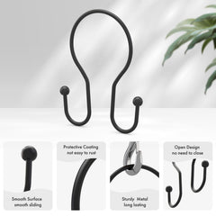 AmazerBath rust-proof metal curtain hooks resist moisture in bathrooms
