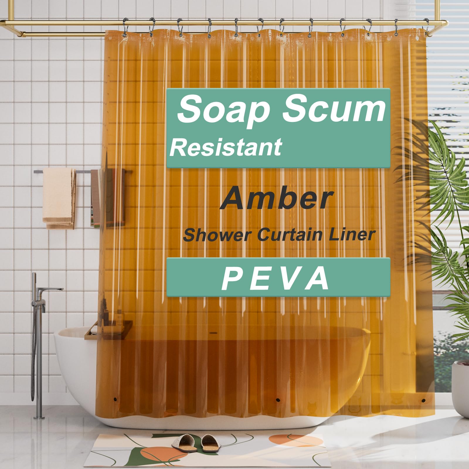 AmazerBath amber 72x72 shower liner blocks splashes and keeps floors dry.