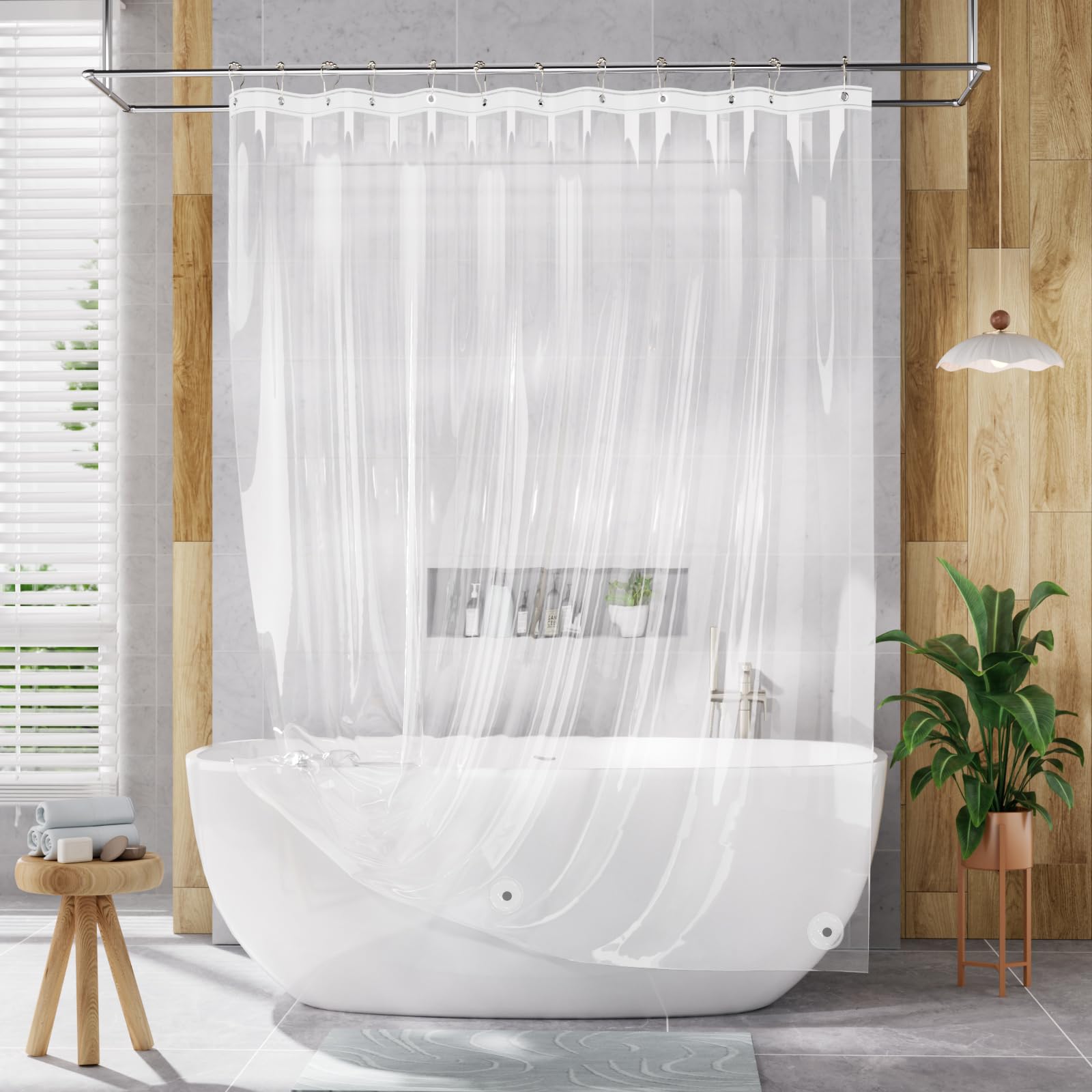 AmazerBath fits standard shower rods for versatile bathroom and RV setups.