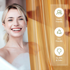AmazerBath transparent orange shower liner brightens bathrooms and stays easy to wipe.