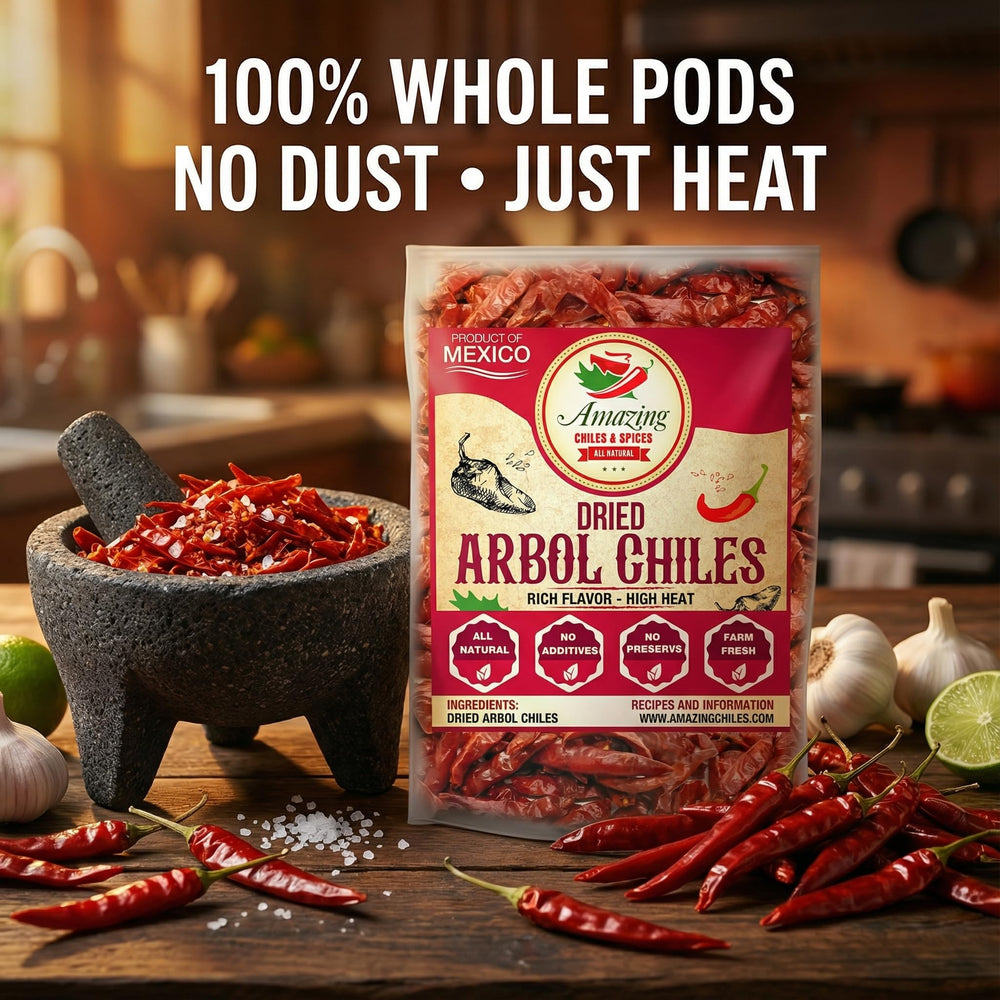 Amazing Chiles & Spices Chile De Arbol smoky aroma enhances stir-fries.