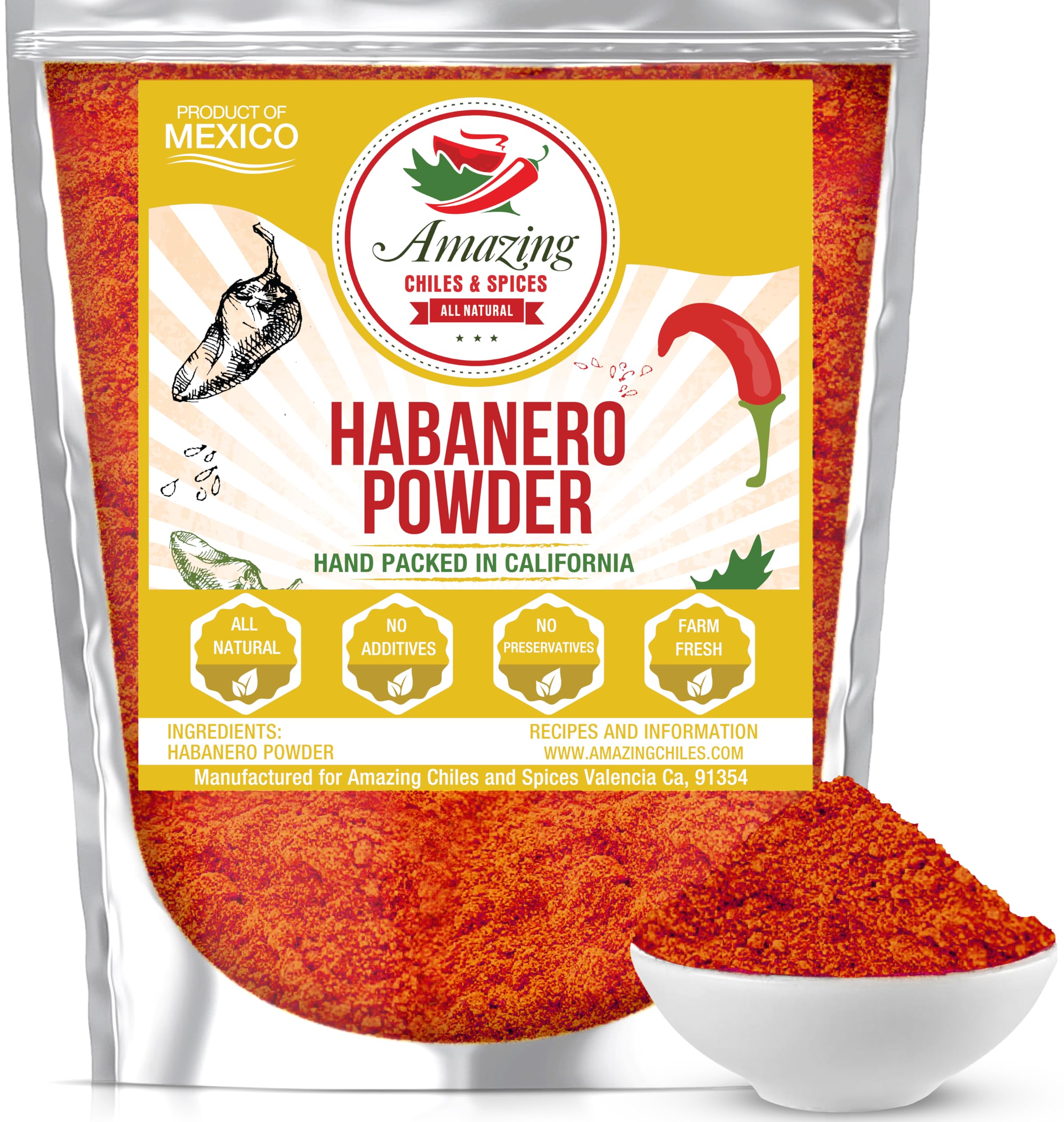 Amazing Chiles & Spices habanero ground powder jar with bold aroma ready for cooking.