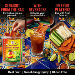 Amazing Chiles & Spices chili-lime dried mango slices chewy texture, kid-friendly snack.