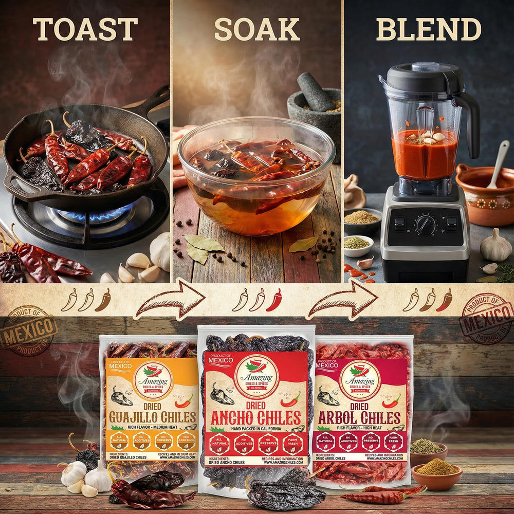 Amazing Chiles & Spices kitchen essentials for Mexican cooking and flavorful experimentation.