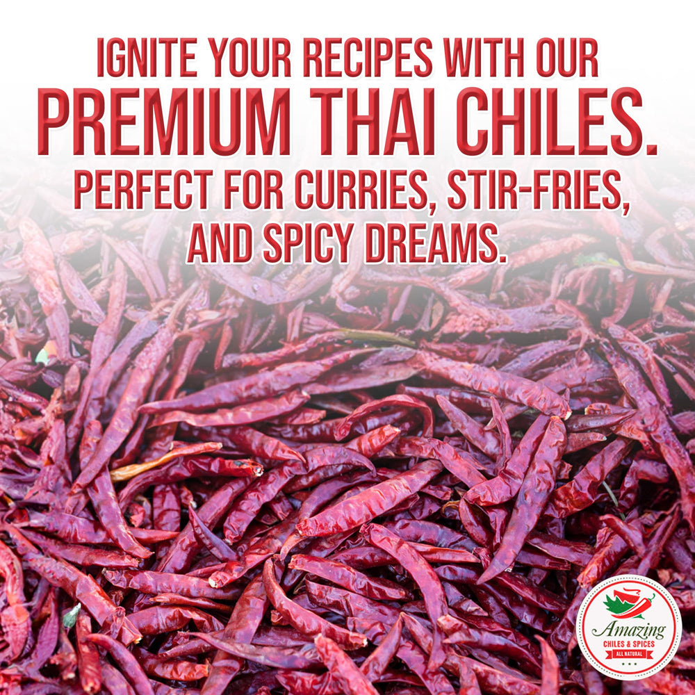 Amazing Chiles and Spices whole dried red Thai chili peppers close-up