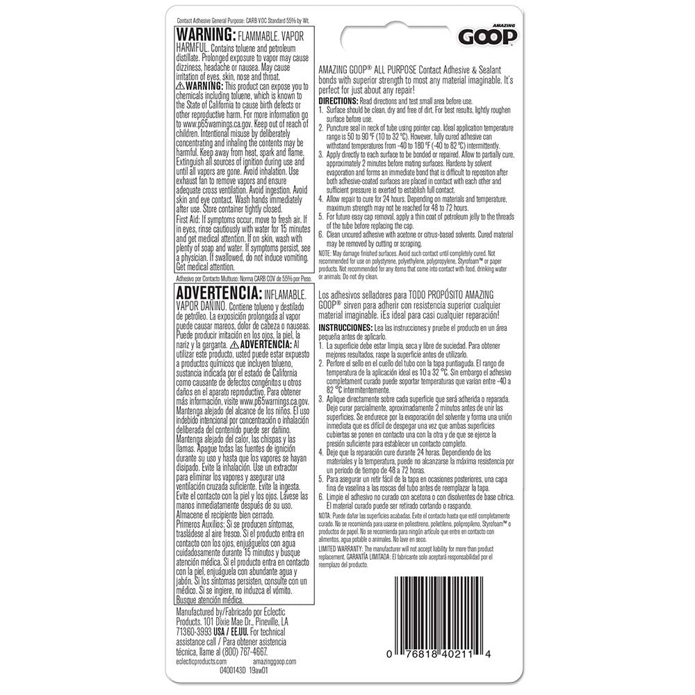 Amazing GOOP clear adhesive being squeezed from a tube for strong bonding.