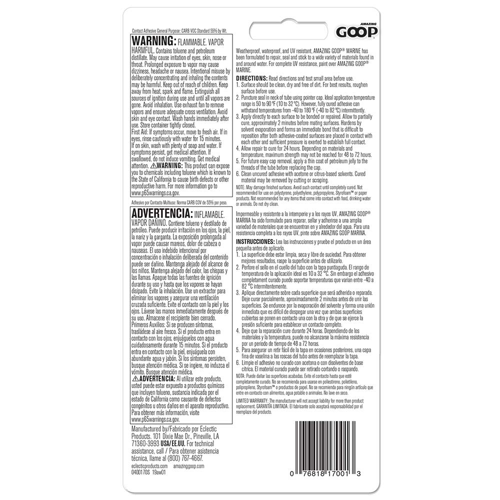 Amazing GOOP Marine Adhesive applied on metal surface for a strong, waterproof seal.