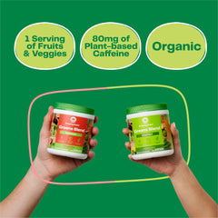 Amazing Grass Green Superfood Energy mixed in water showing citrus flavor.