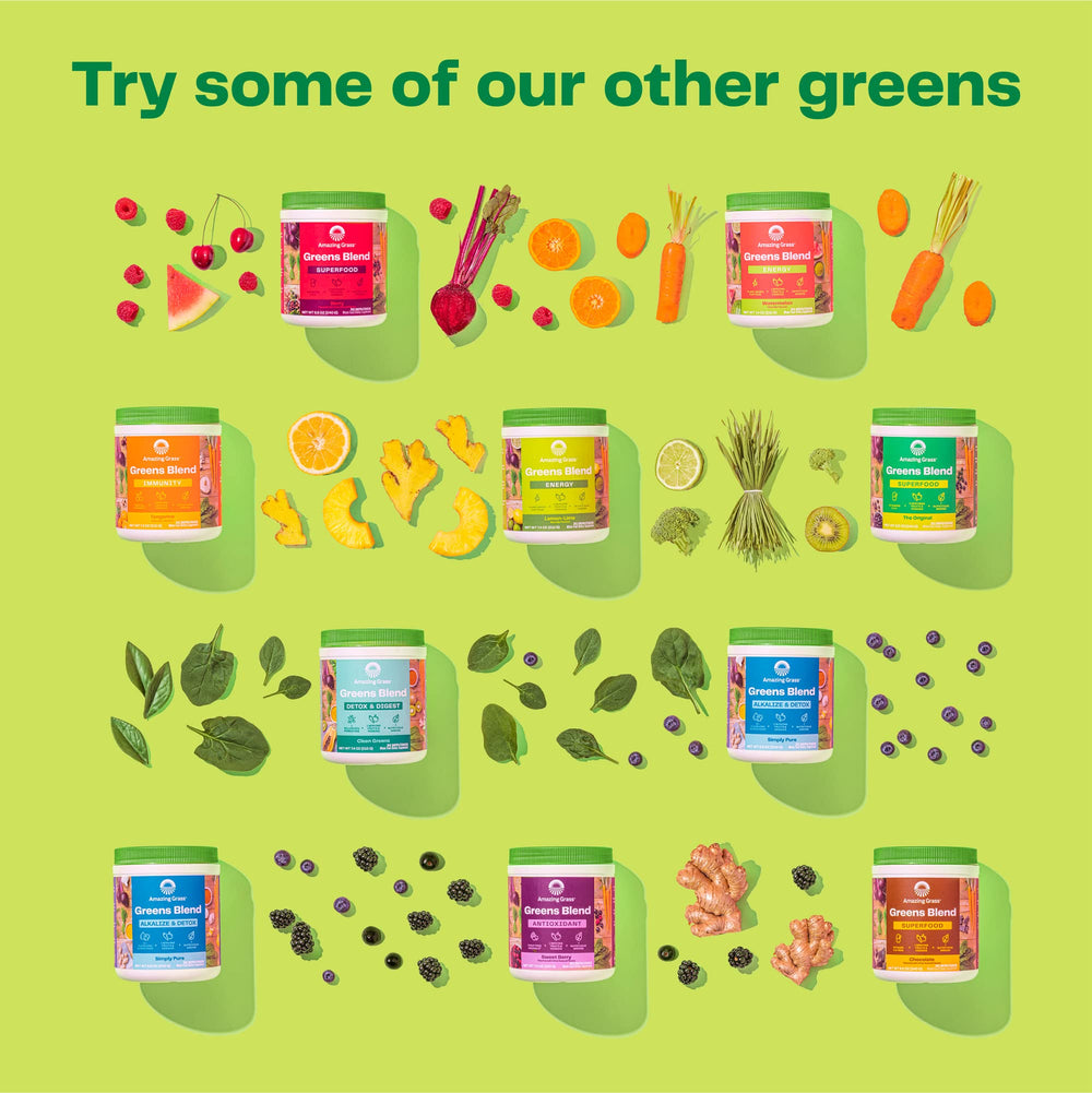 Amazing Grass Greens Blend digestive enzymes powder for digestive support in drinks.