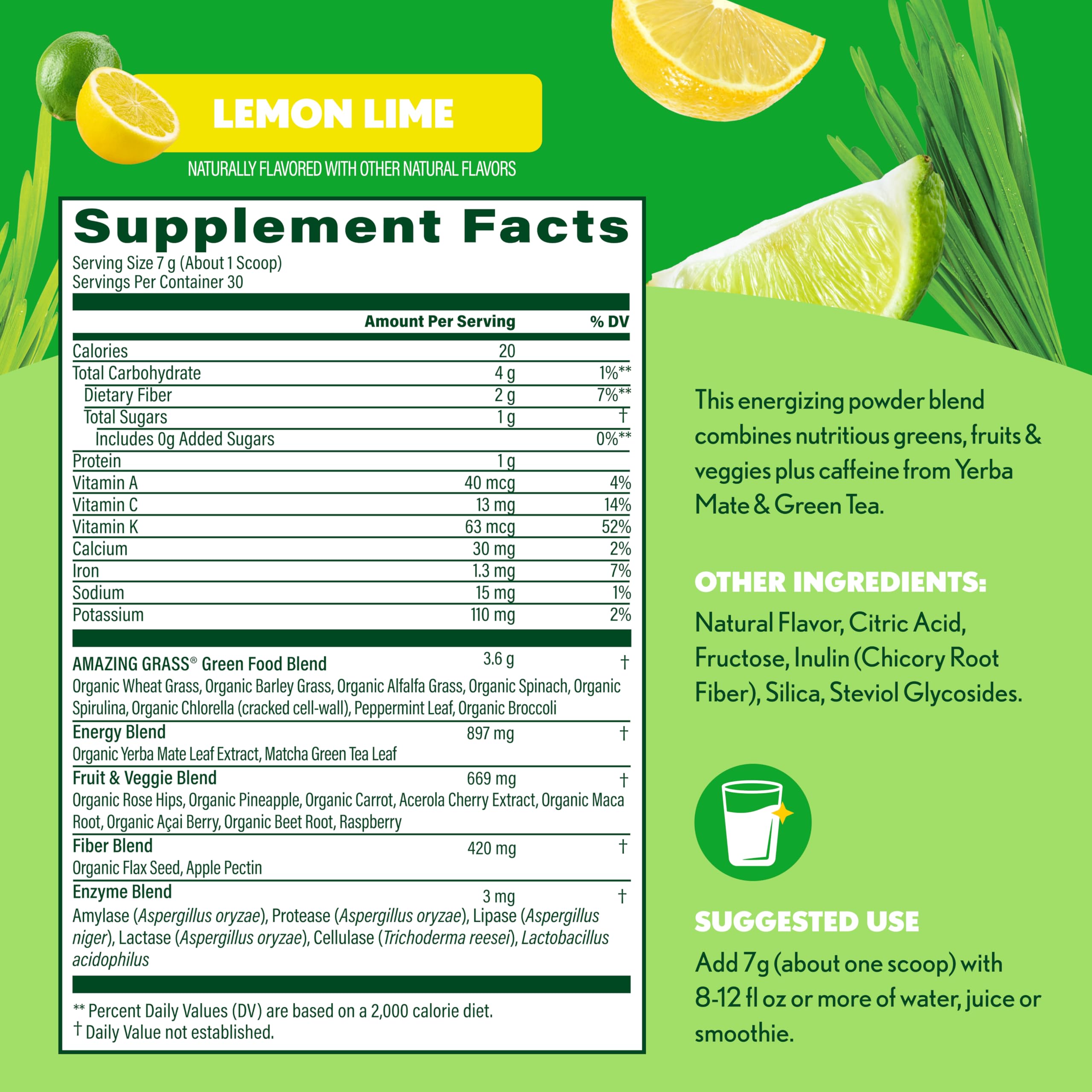 Amazing Grass Greens Blend Energy lemon lime aroma suggests a refreshing start