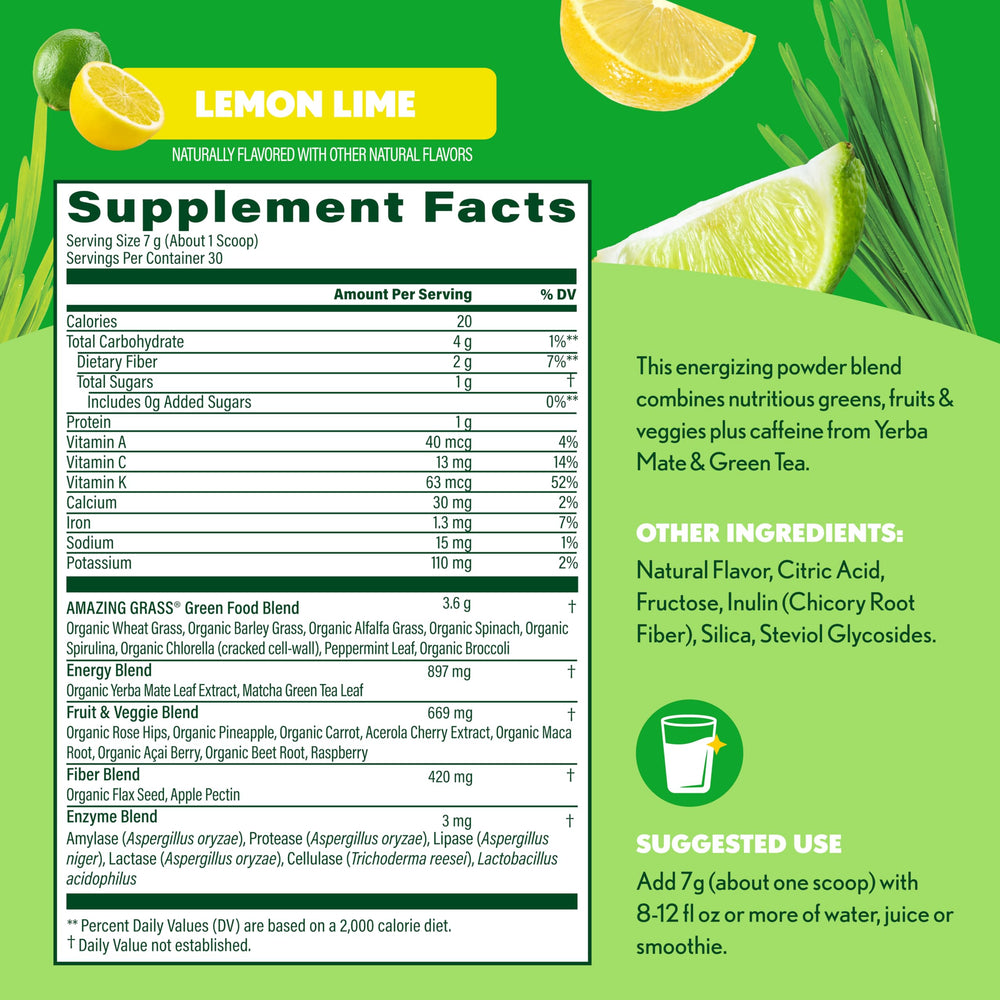 Amazing Grass Greens Blend Energy lemon lime aroma suggests a refreshing start