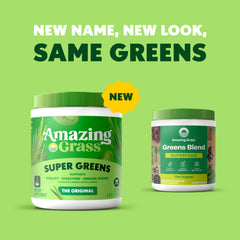 Amazing Grass Greens Blend poured into a glass to fuel your day