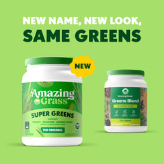 Amazing Grass Greens Blend Original smoothie in glass supporting daily wellness.
