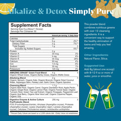 Amazing Grass Greens Blend packaging highlighting organic certification and servings.