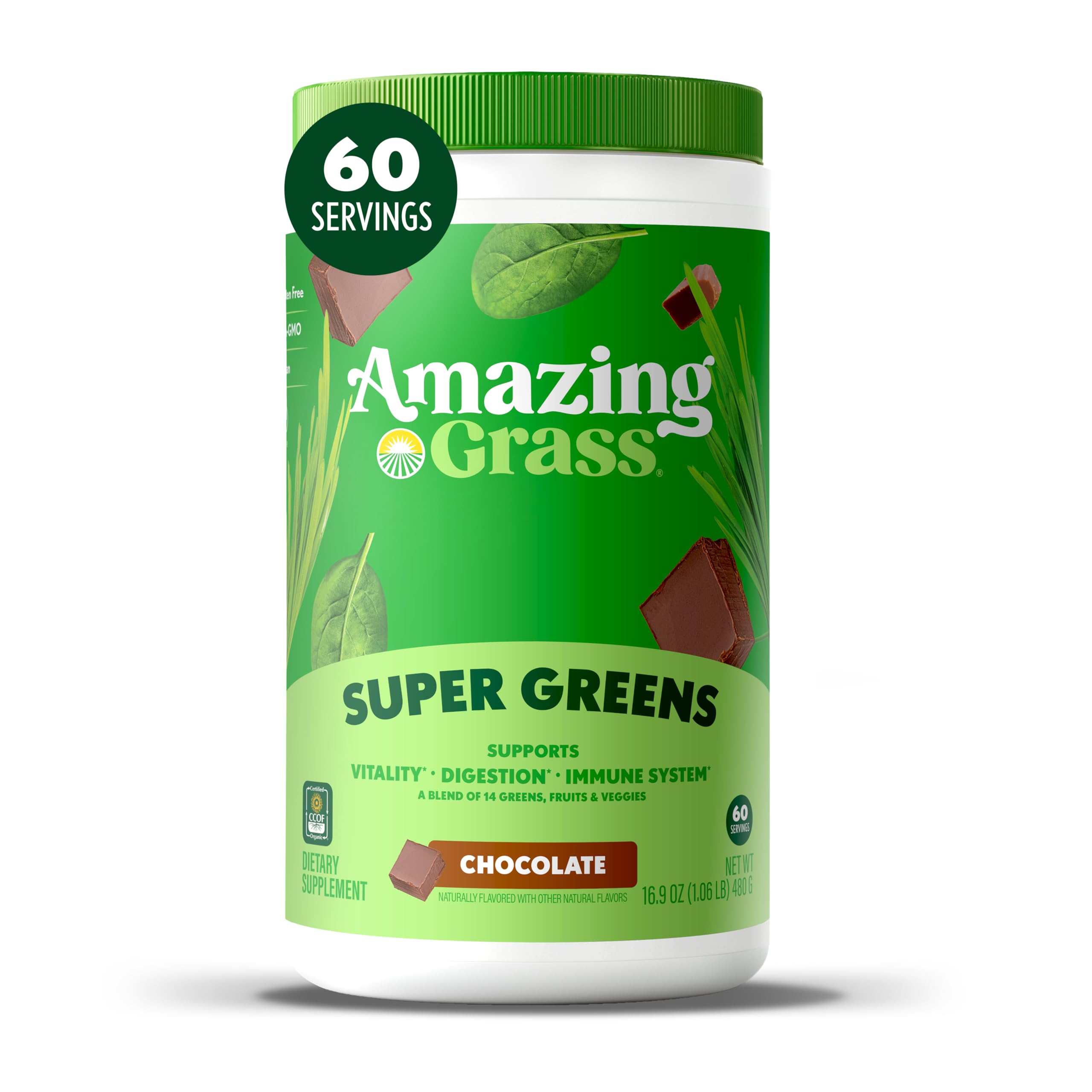 Amazing Grass Greens Superfood Powder package front view for daily nutrition.