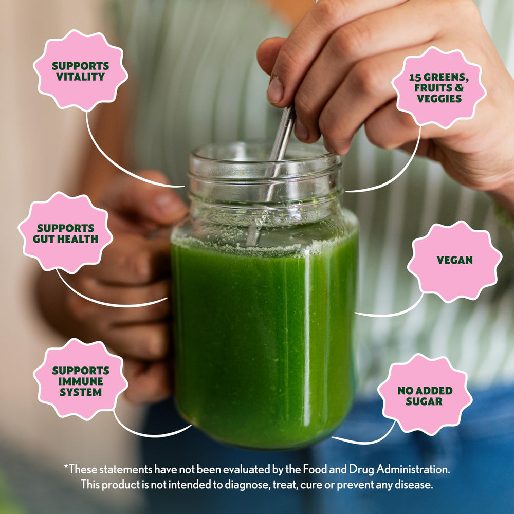 Amazing Grass No sugar added and gluten-free badge—clean ingredients for everyday use.