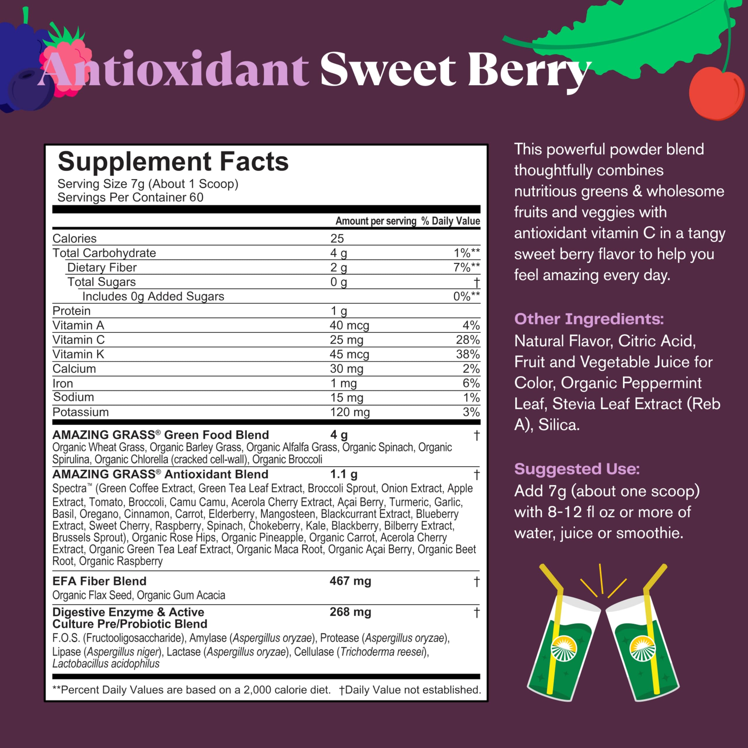 Amazing Grass probiotics close-up emphasizes gut-friendly ingredients