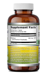 Chromium picolinate tablet beside bottle for daily micronutrient support from Amazing Formulas.