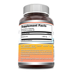 Amazing Nutrition berberine 1000mg capsules close-up, easy-to-swallow daily capsules.