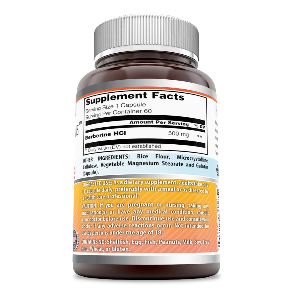 Amazing Nutrition Berberine label shows Non-GMO and Gluten Free certification