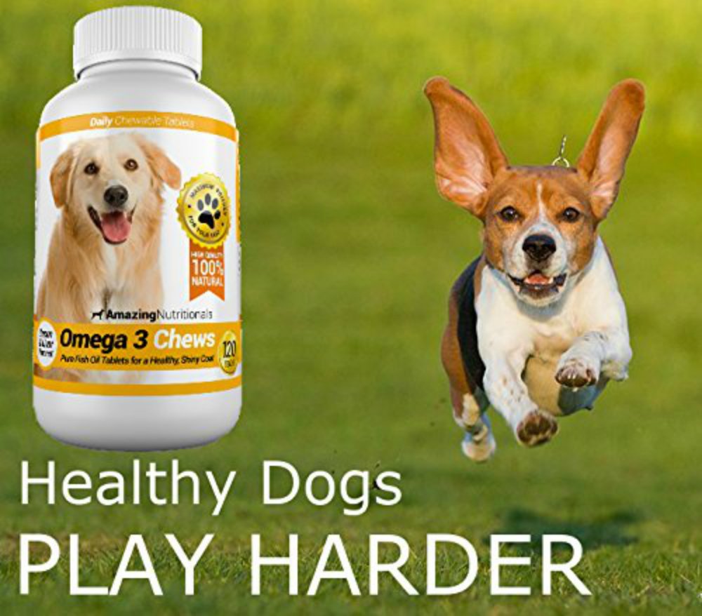 Amazing Omega 3 for Dogs skin-relief chews with omega-3 may soothe itching.