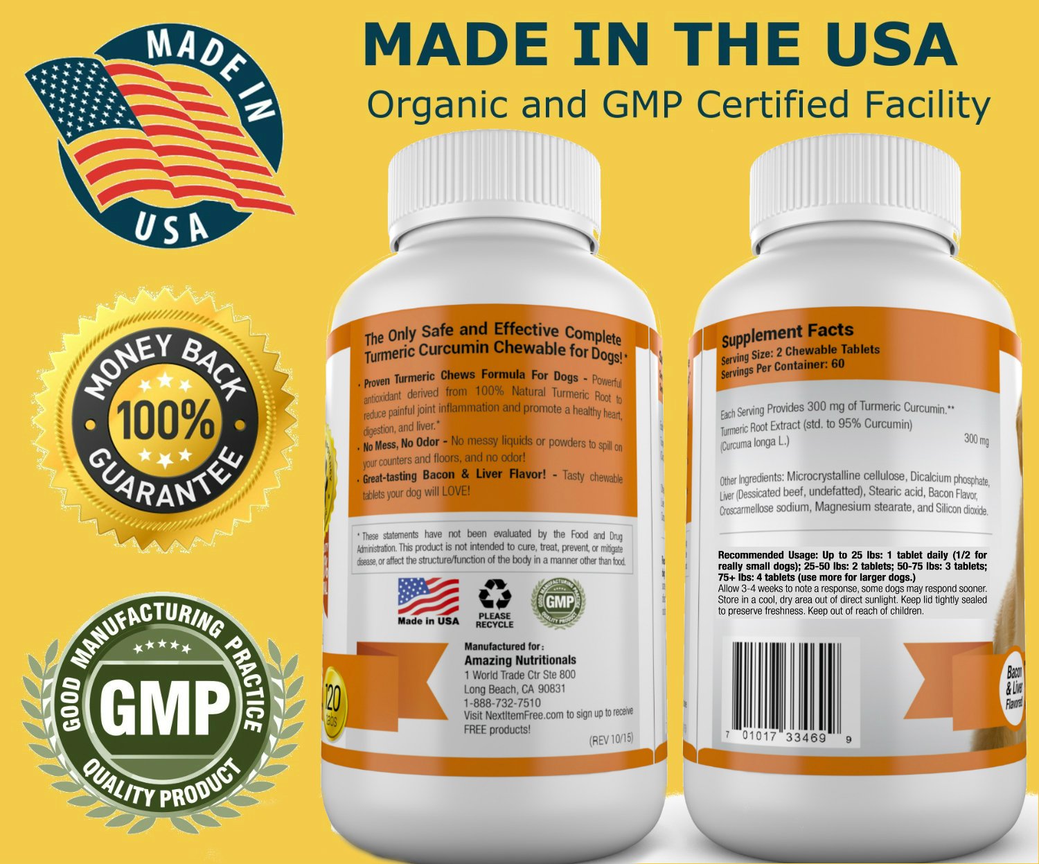 Amazing Nutritionals ingredients: turmeric, probiotics for joint health.