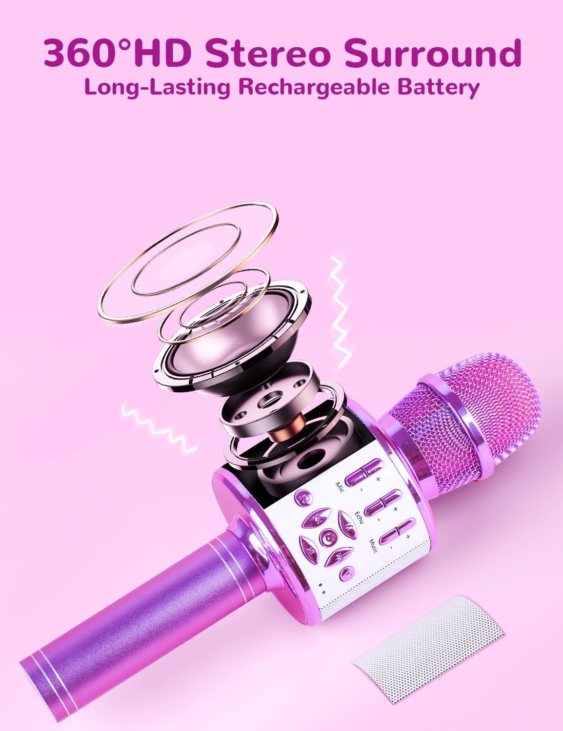 Amazmic magic voice changer modes illuminate playtime with four fun sound options.